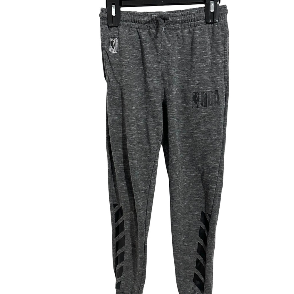 NBA Kids Joggers Sweatpants Charcoal Black Logo Basketball Size 14/16 EUC